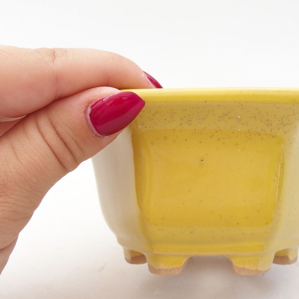 bonsai kerámia tál 10,5 x 9,5 x 5,5 cm, sárga