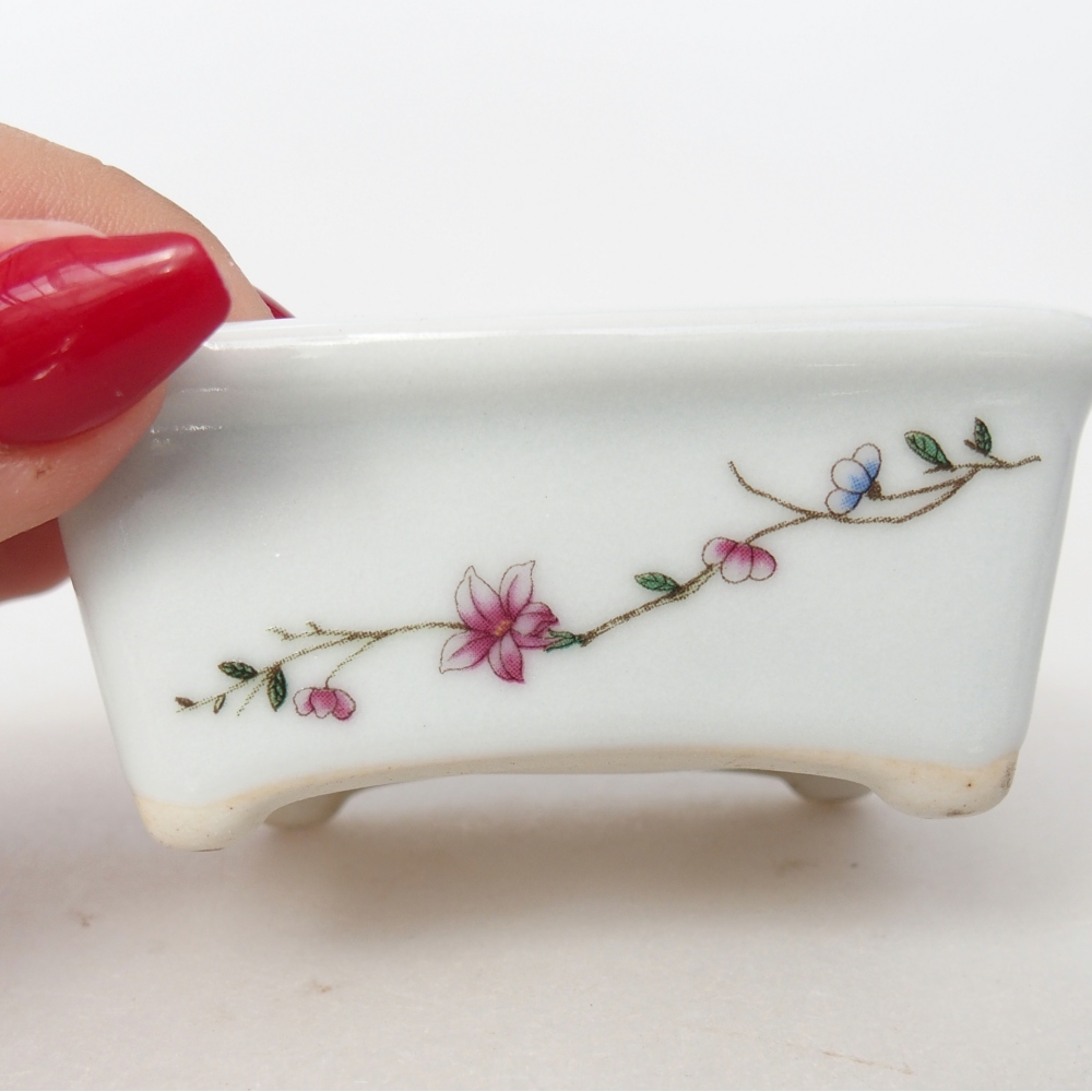 Mini bonsai tál 8 x 6,5 x 3,5 cm, fehér