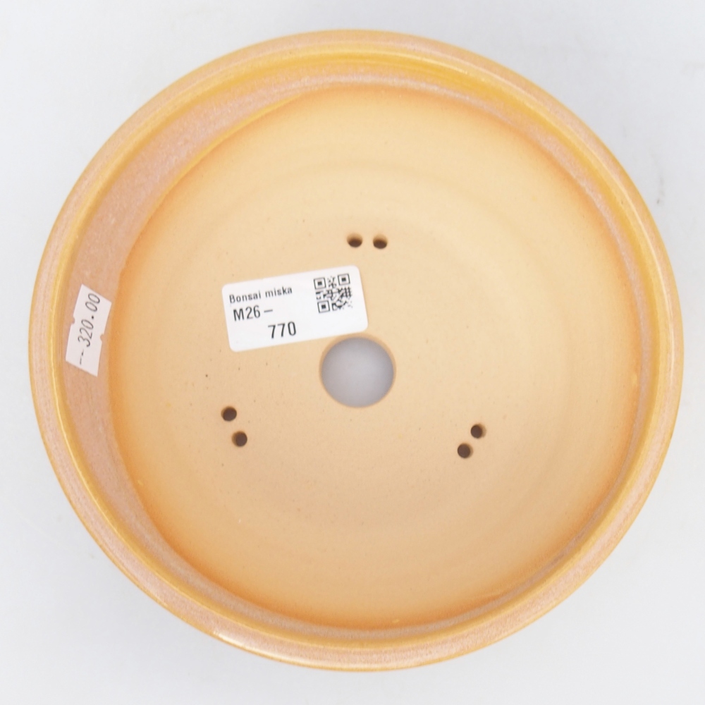 kerámia bonsai tál 16 x 16 x 5,5 cm, barna-sárga színben
