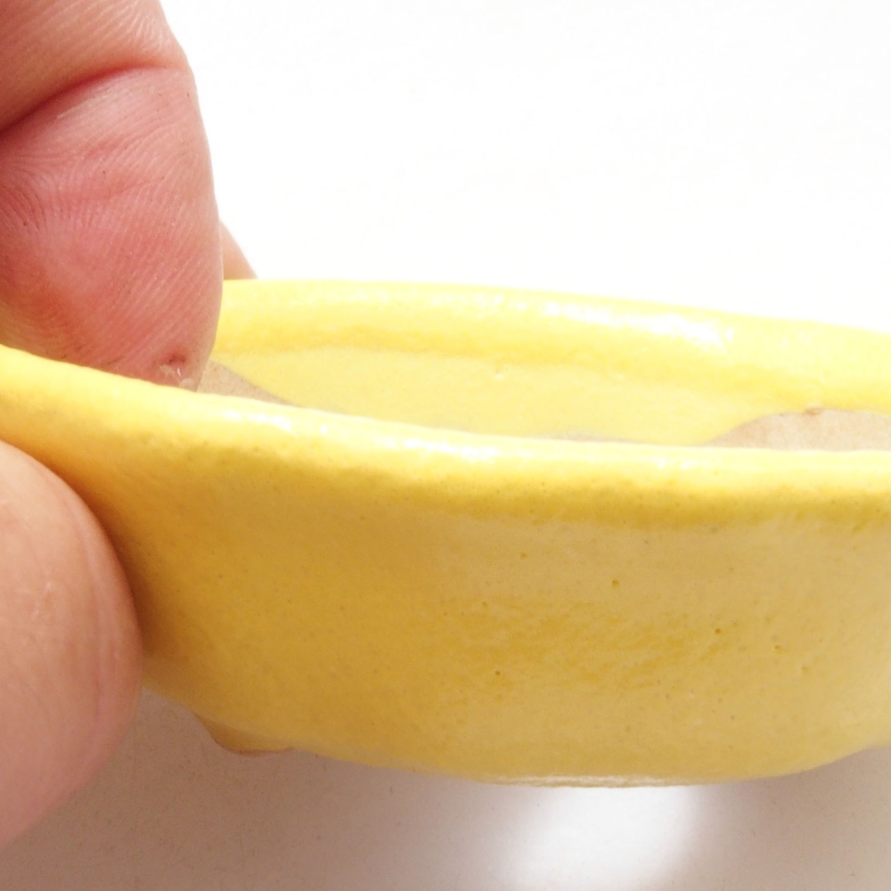 kerámia bonsai tál 7 x 7 x 2 cm, sárga