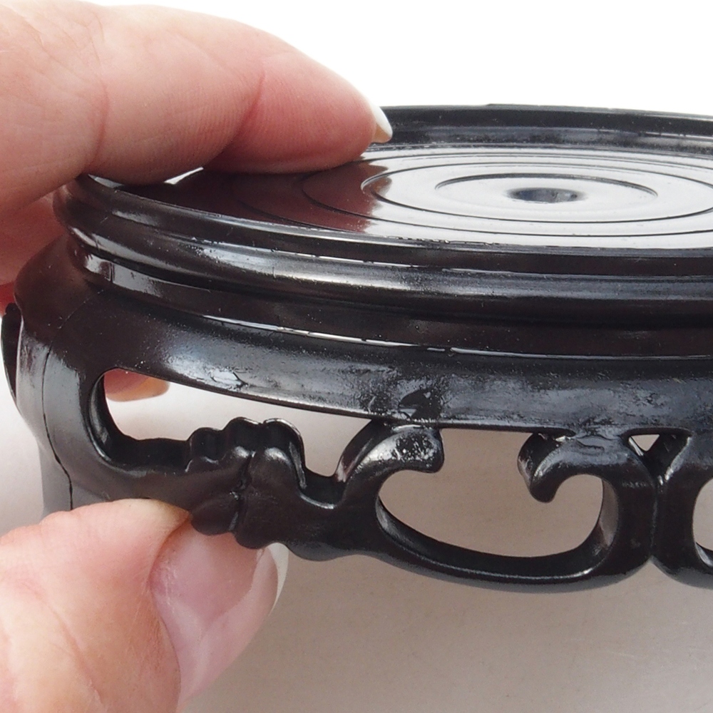 Bonsai asztal műanyag, kerek 10 x 10 x 3,5 cm, fekete