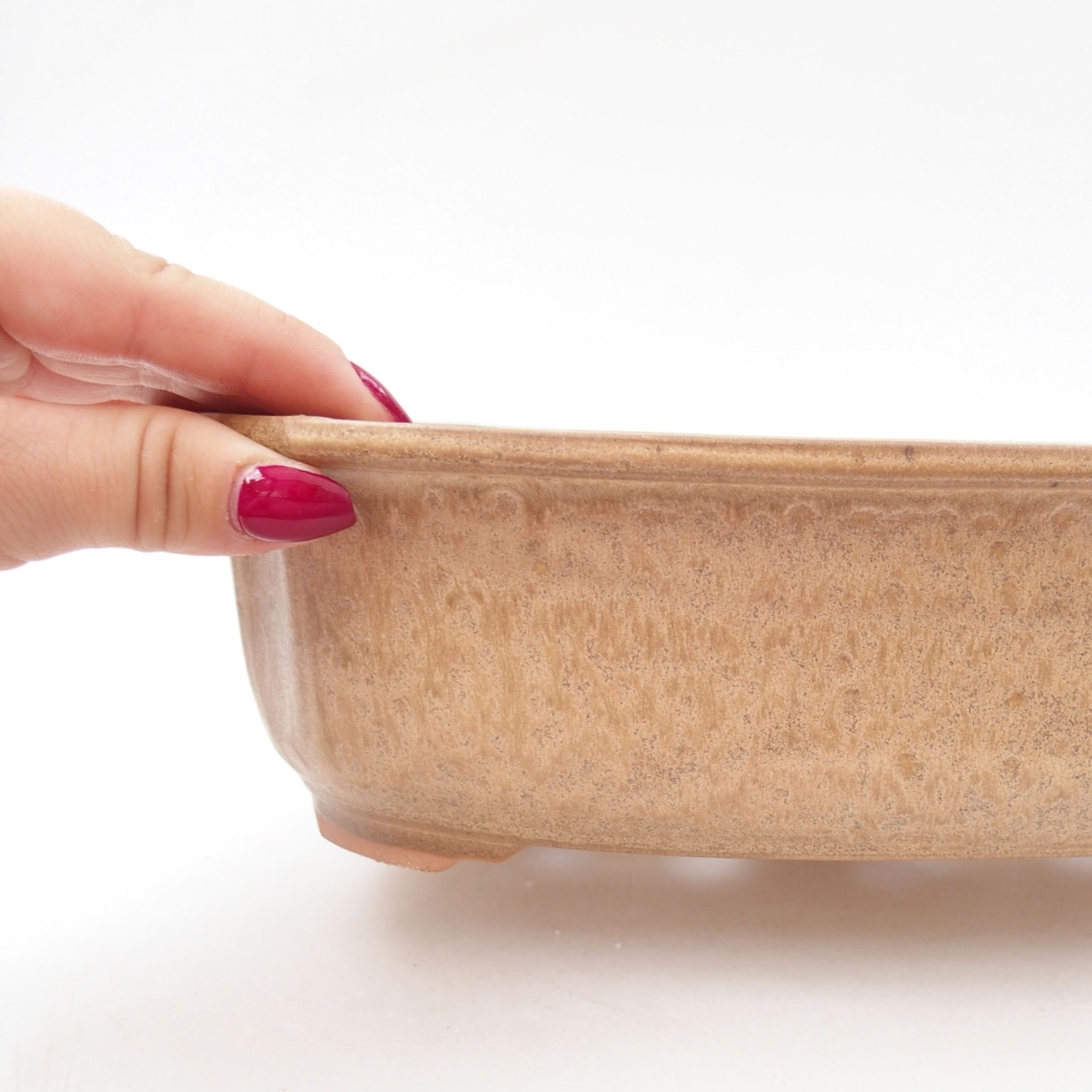 kerámia bonsai tál 24,5 x 21 x 7 cm, bézs színben
