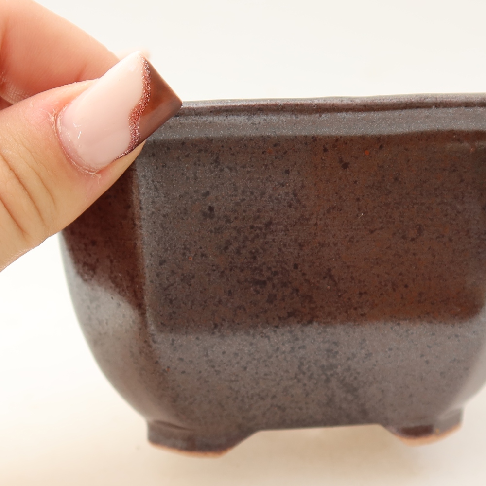 Kerámia bonsai tál, 10 x 10 x 6,5 cm, barna színű
