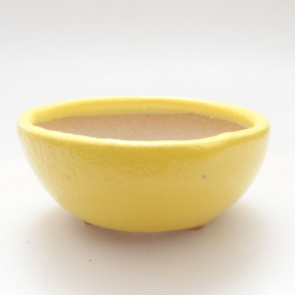 kerámia bonsai tál 6 x 6 x 2,5 cm, sárga