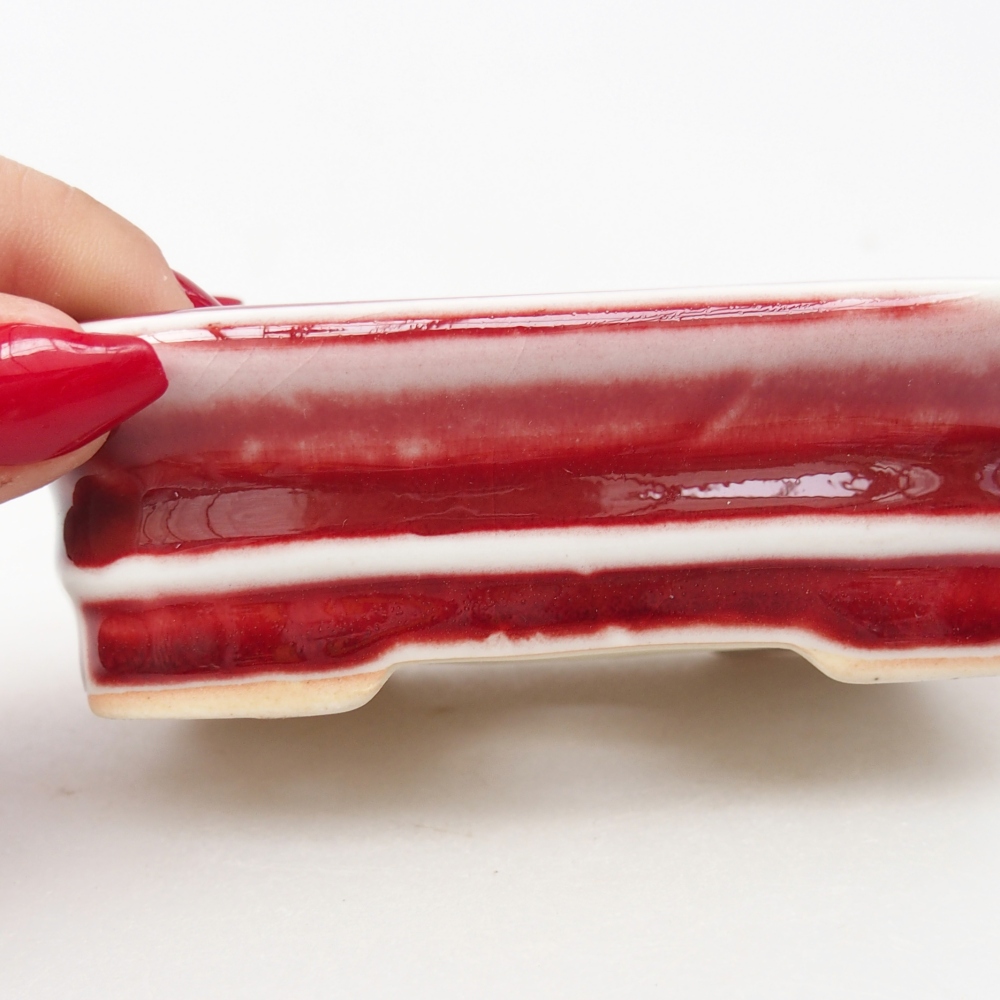 kerámia bonsai tál 11 x 8,5 x 3,5 cm, piros színben