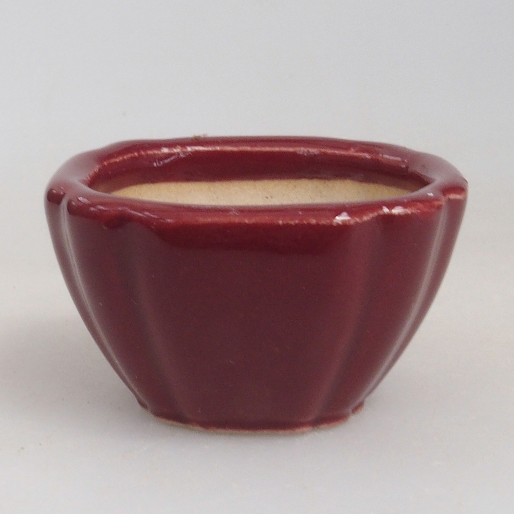 Mini bonsai tál 4,5 x 4,5 x 2,5 cm, bordó színben