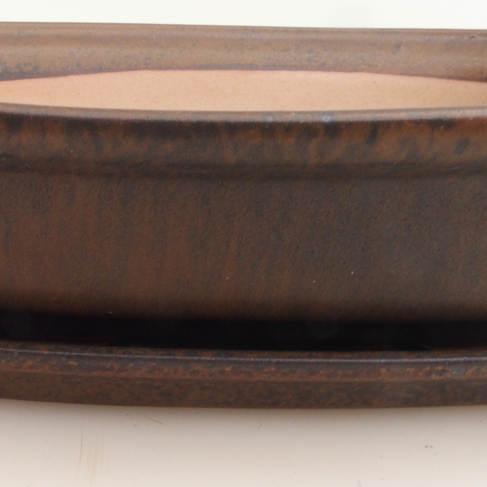 Bonsai tál + csészealj H25 - 23 x 17 x 5,5 cm. - barna