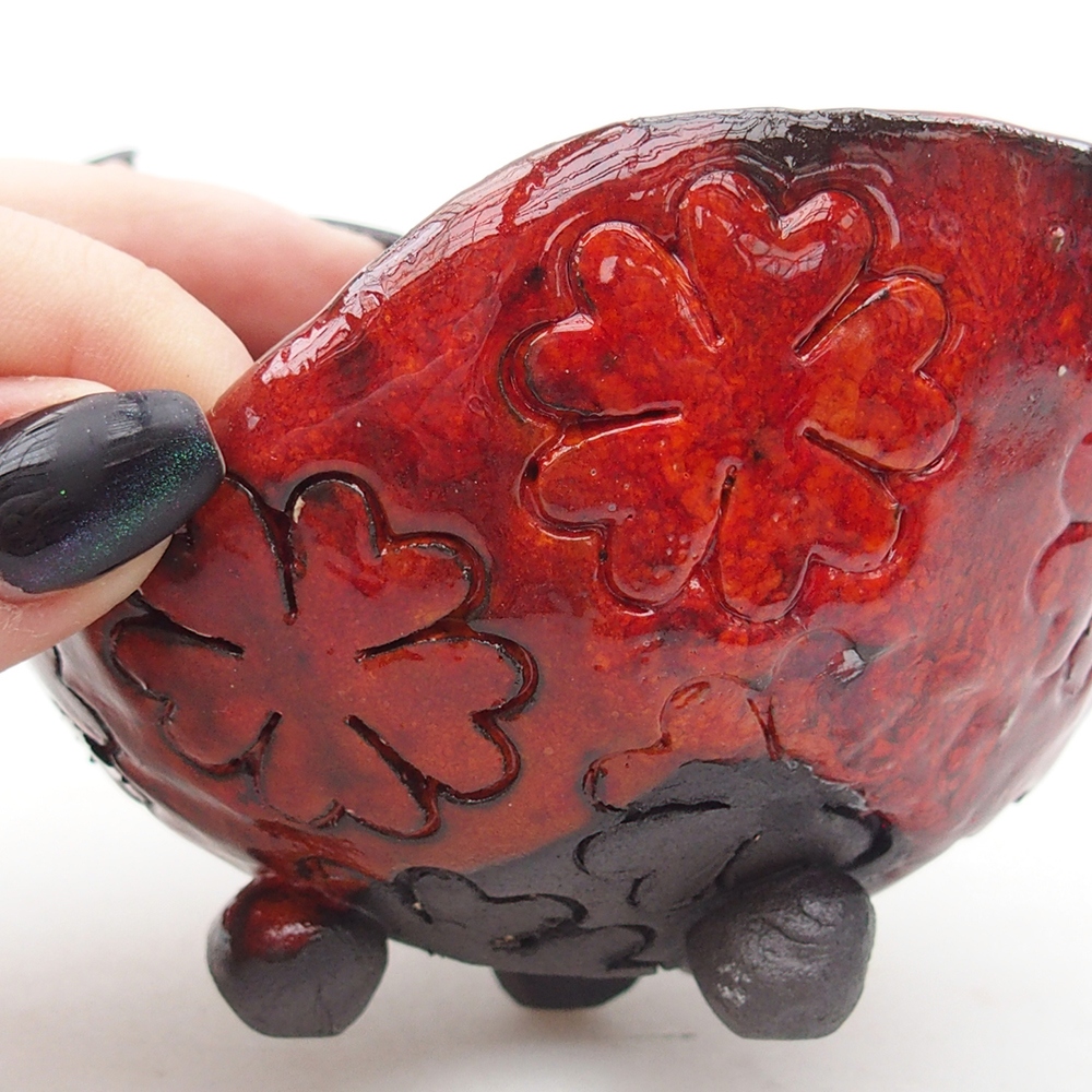 Kerámia kagyló 10 x 9,5 x 7 cm , piros színű