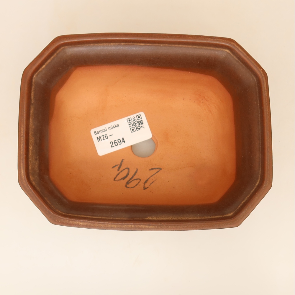 Kerámia tál  15 x 12 x 7 cm, barna színű