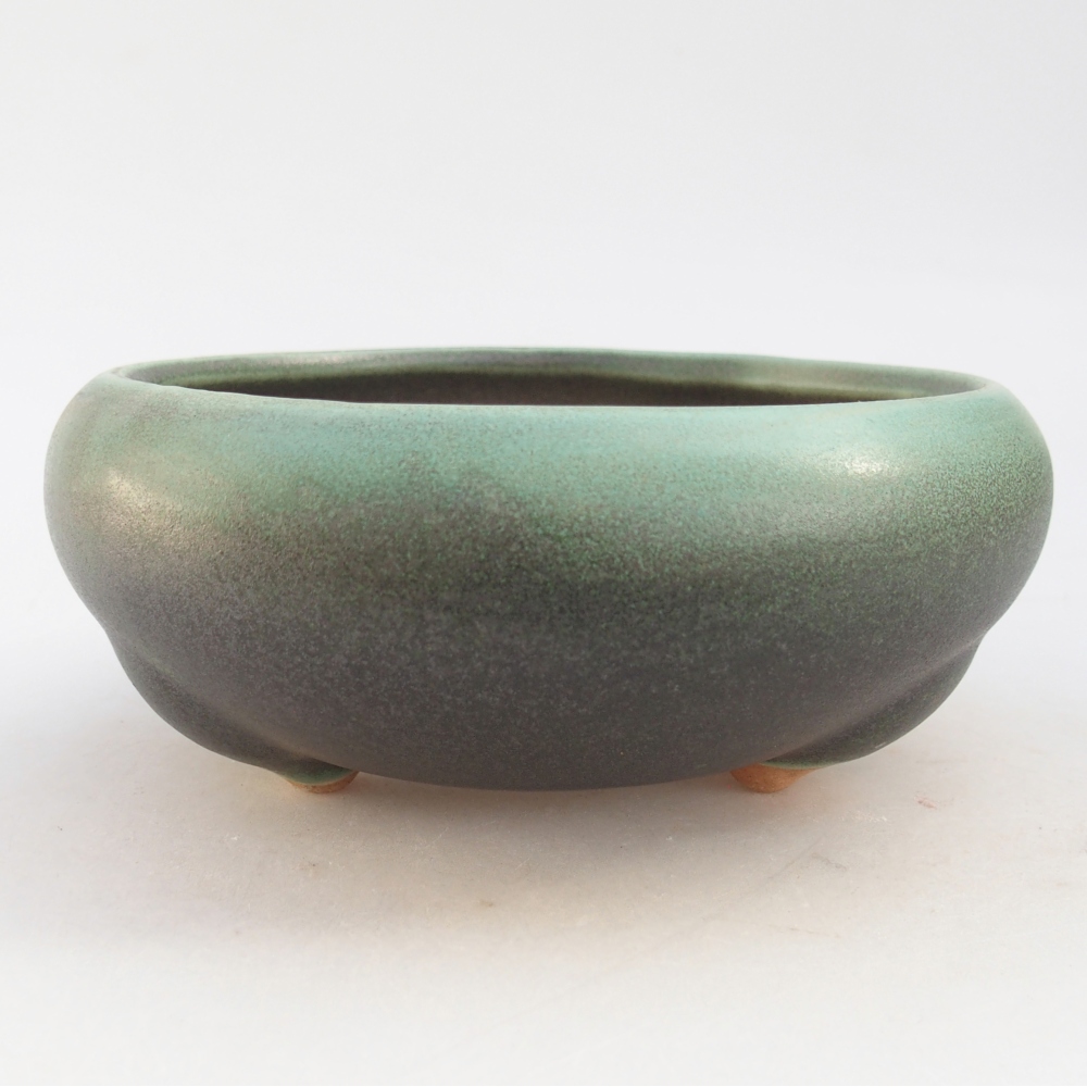 Kerámia bonsai tál 14,5 x 14,5 x 7 cm, zöld