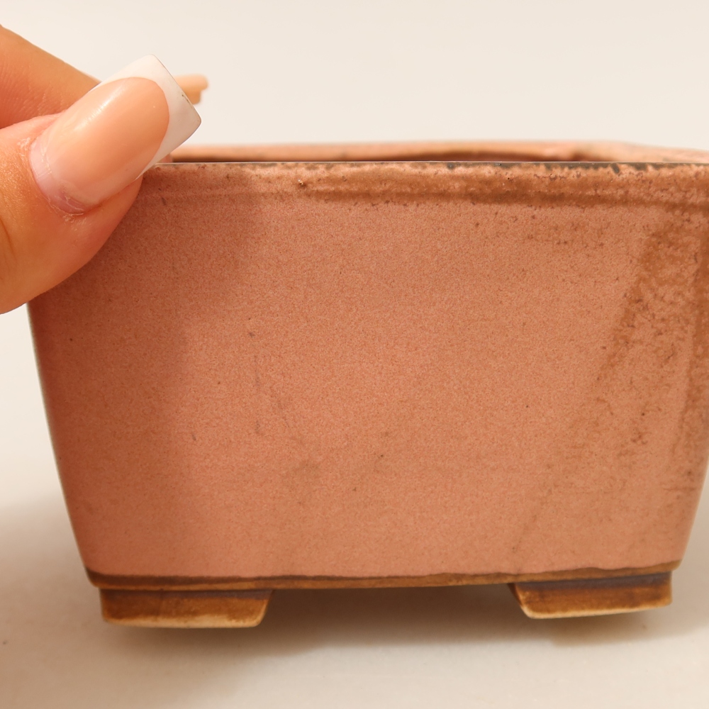 kerámia bonsai tál 10,5 x 10,5 x 7 cm, rózsaszínű