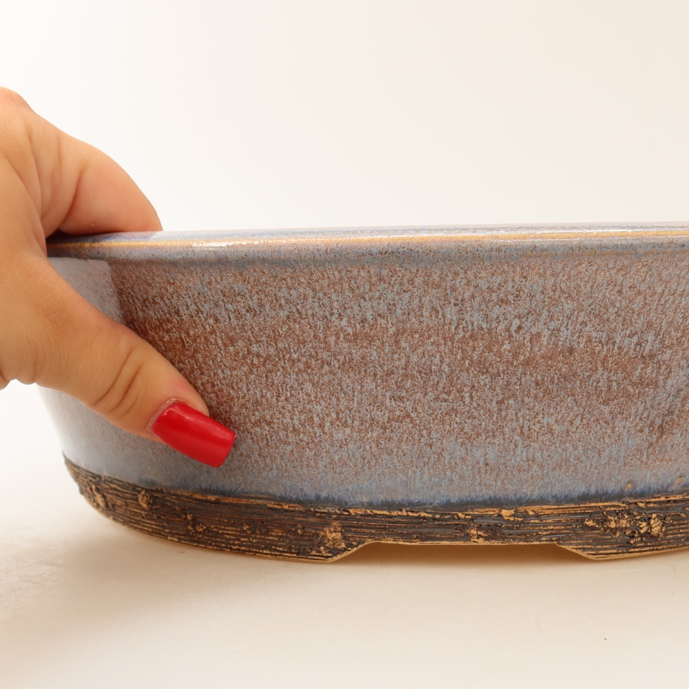 Kerámia bonsai-tál, 31 x 31 x 8 cm, kék színű