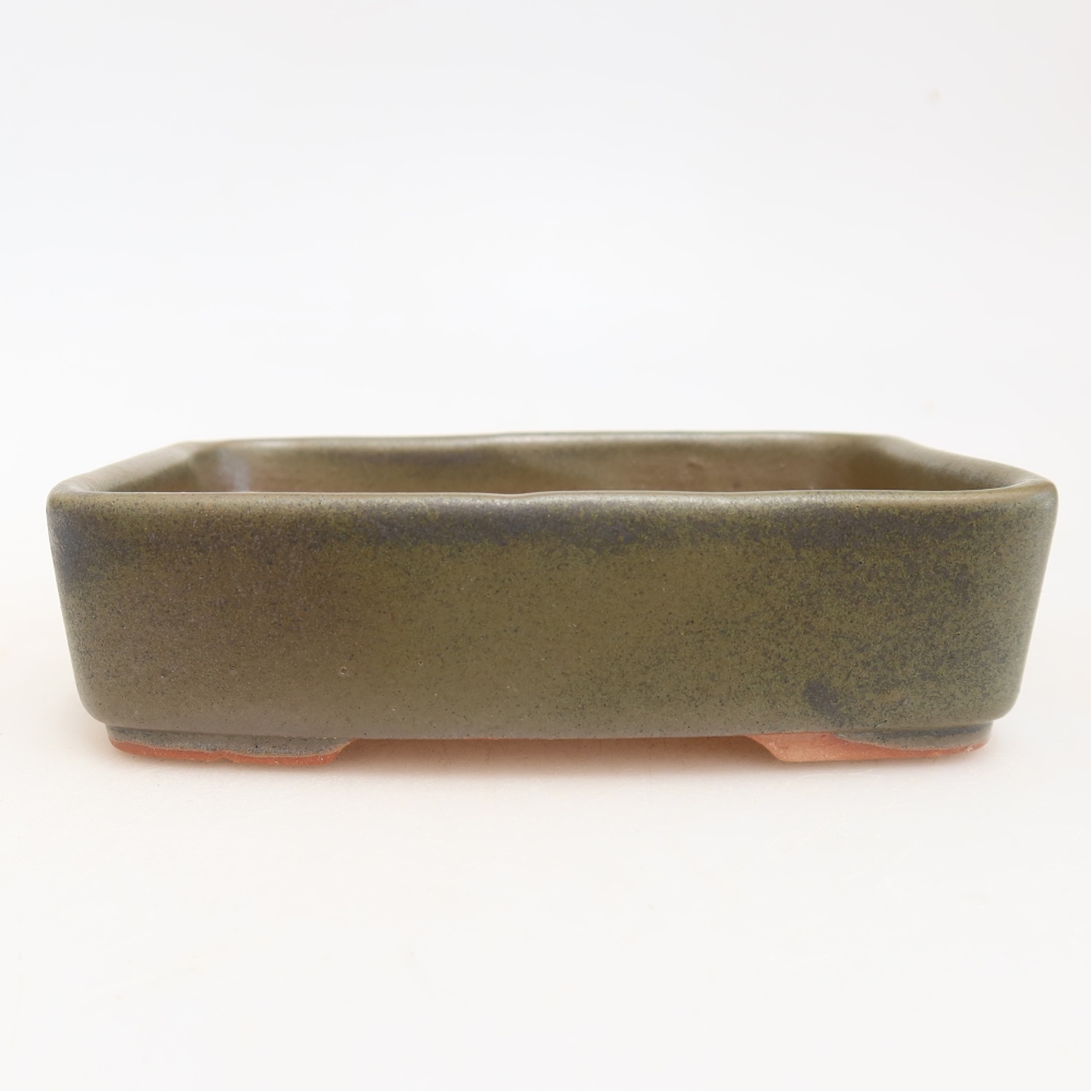 Kerámia bonsai tál, 13 x 9,5 x 3,5 cm, zöld színű