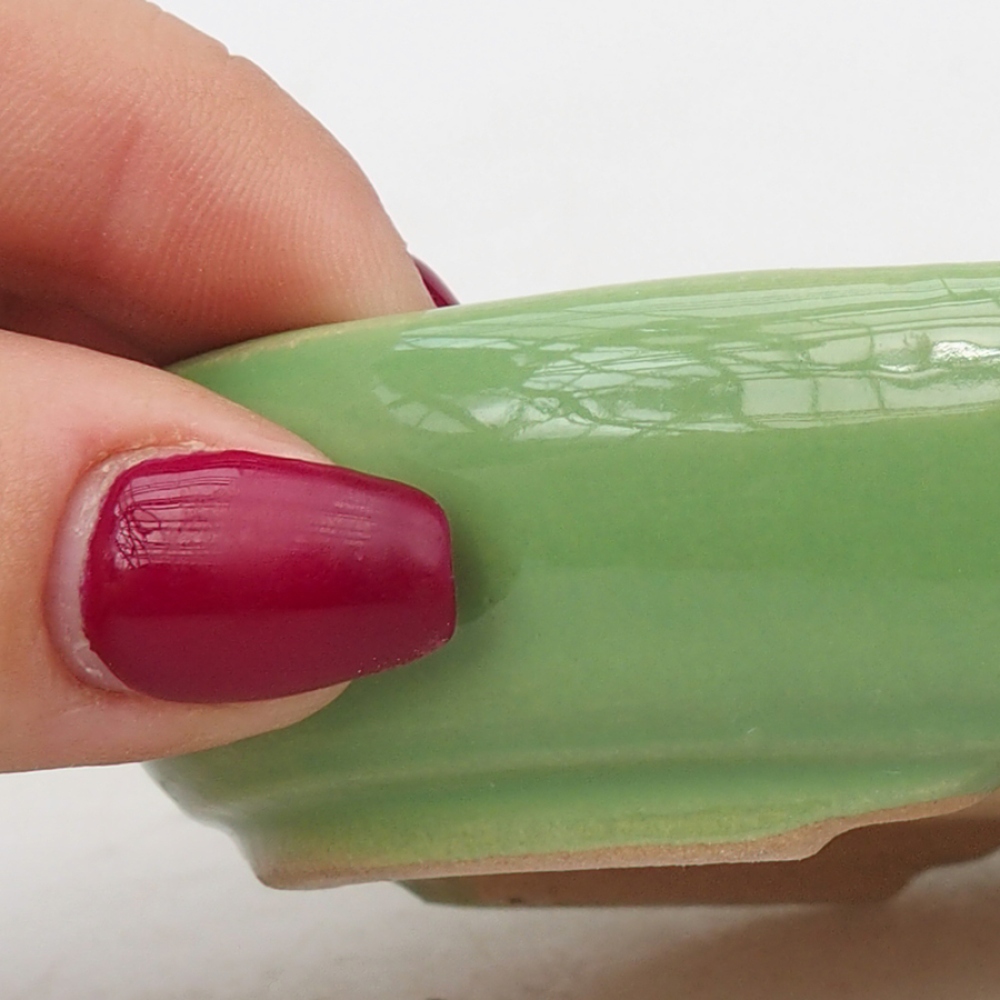 kerámia bonsai tál 13,5 x 10 x 3 cm, zöld