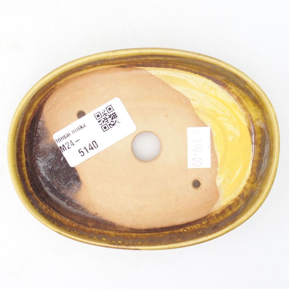 kerámia bonsai tál 13 x 10 x 2,5 cm, sárga