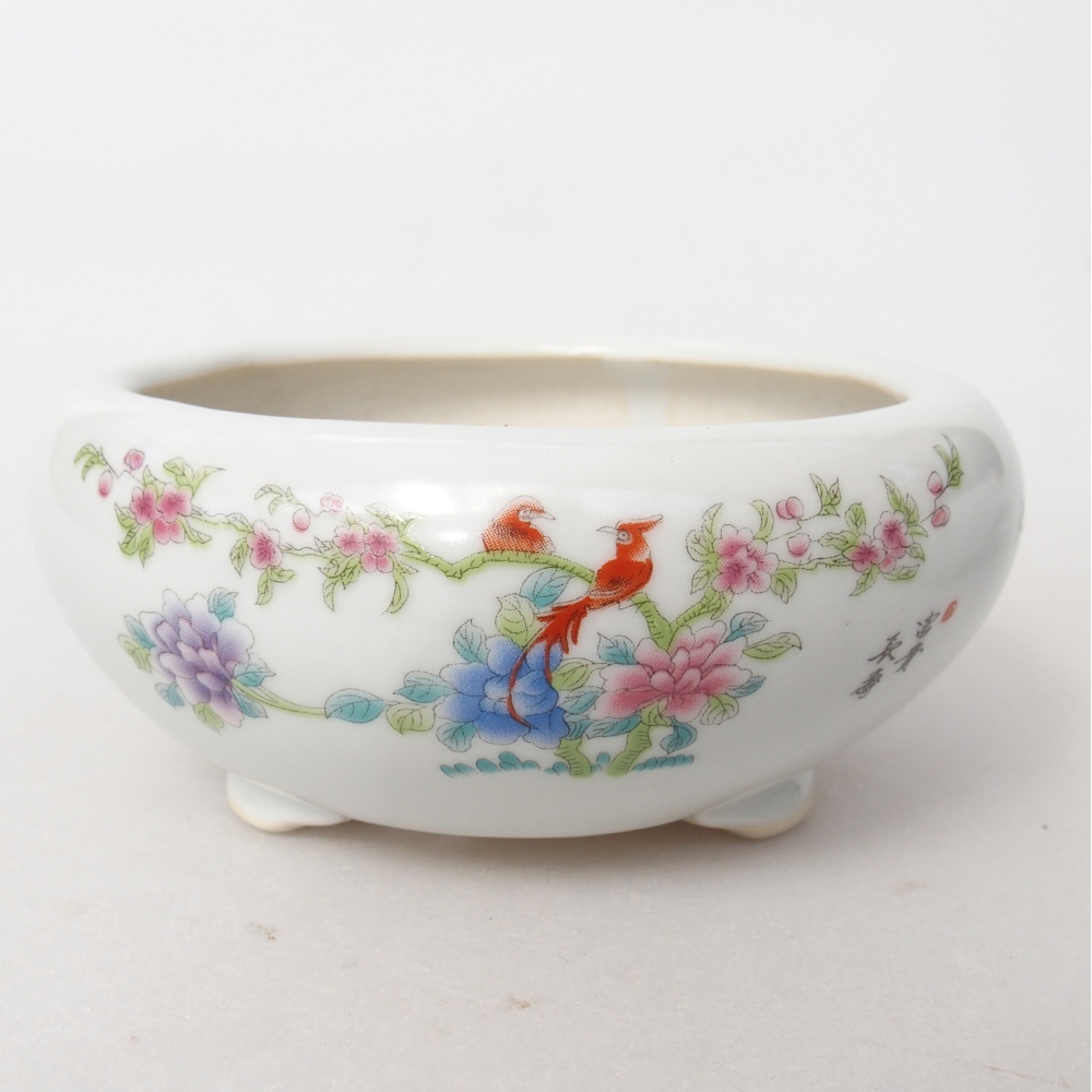 kerámia bonsai tál 10 x 10 x 5 cm, fehér színben