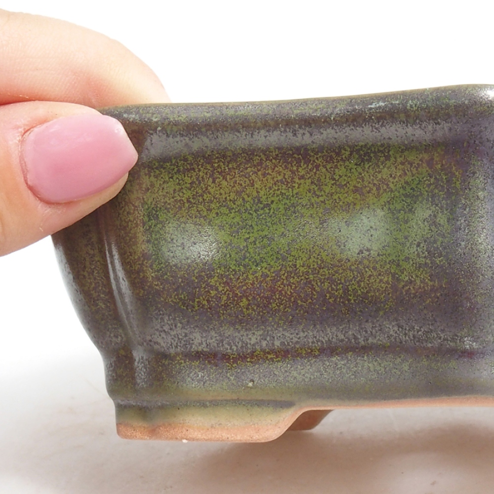 Kerámia bonsai tál 15,5 x 11,5 x 4,5 cm, zöld