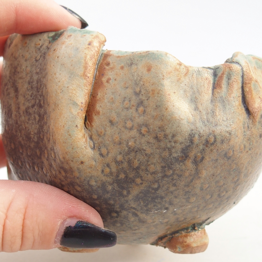 Kerámia kagyló 9,5 x 8,5 x 7,5 cm , barna-zöld színű