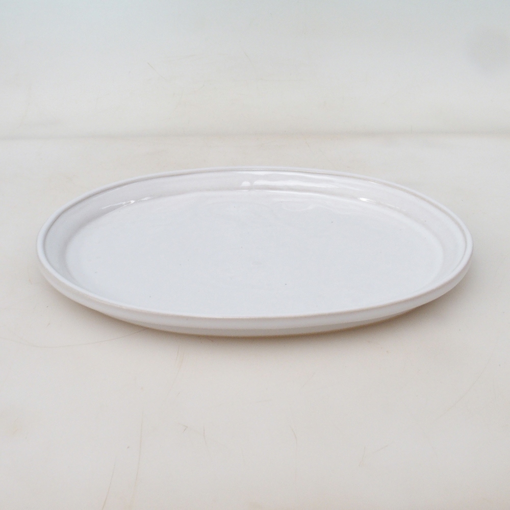 Bonsai ovális csészealj M - 22,5 x 18 x 1,5 cm - fehér