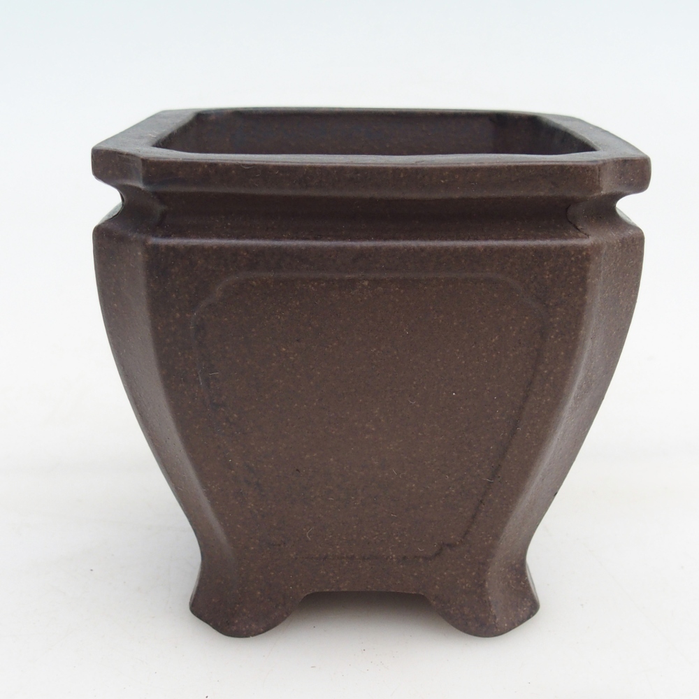 kerámia bonsai tál 10 x 10 x 9,5 cm, színe barnás okkersárga