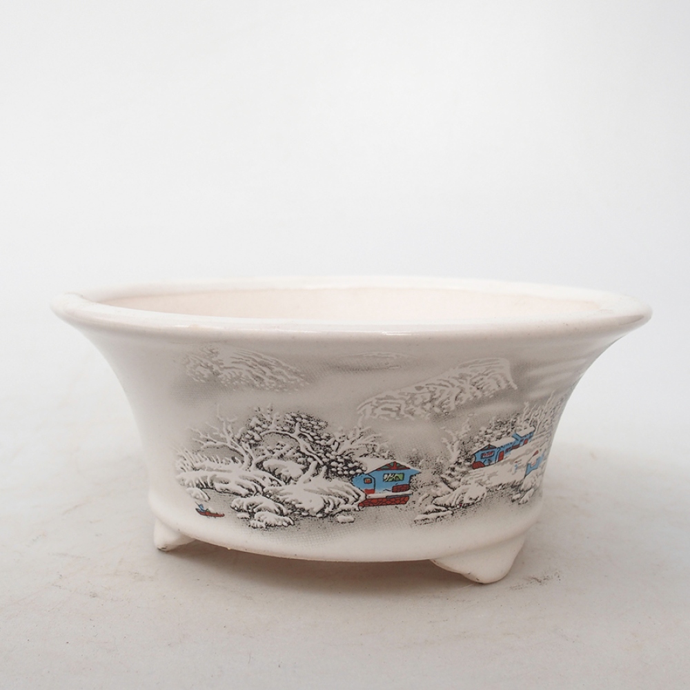 kerámia bonsai tál 13 x 13 x 6 cm, fehér színű