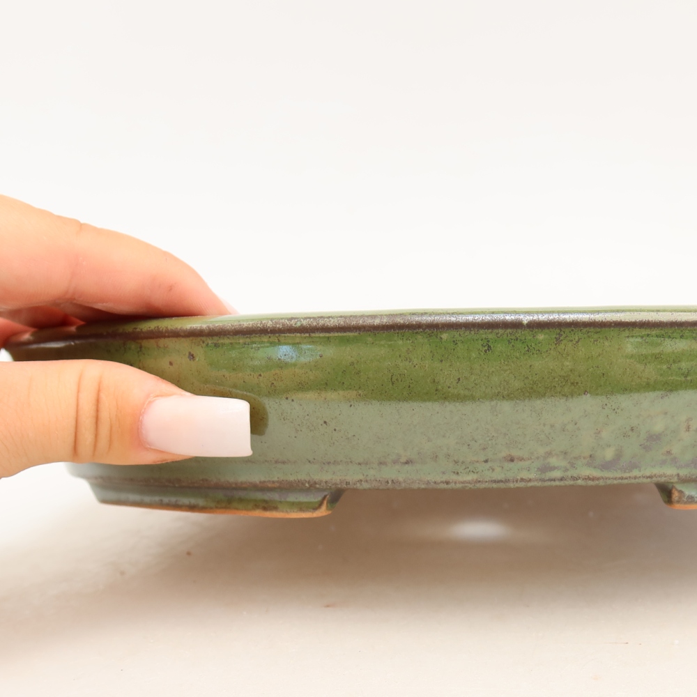 kerámia bonsai tál 24,5 x 20 x 4 cm, zöld