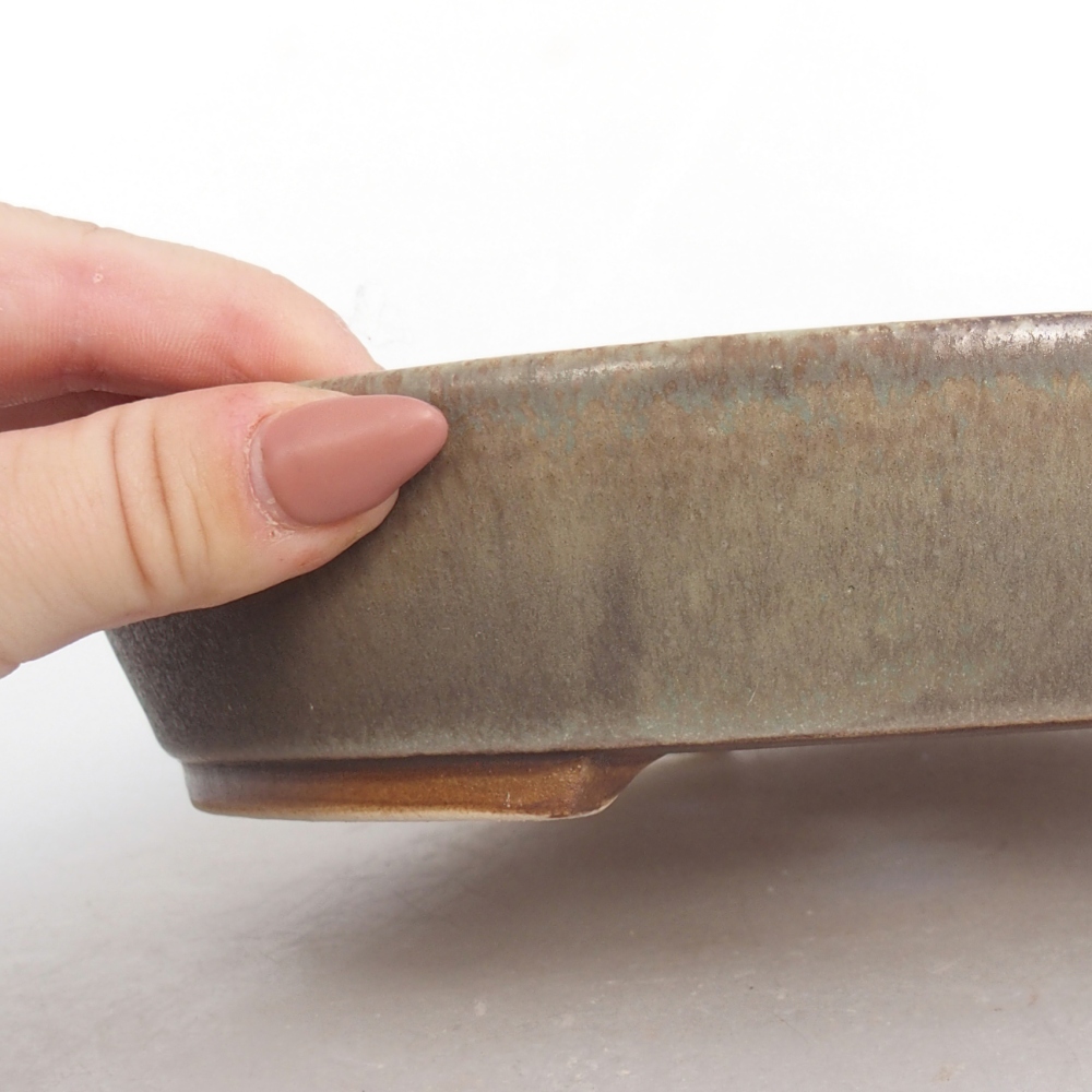 Kerámia bonsai tál 22,5 x 20 x 4,5 cm, zöld