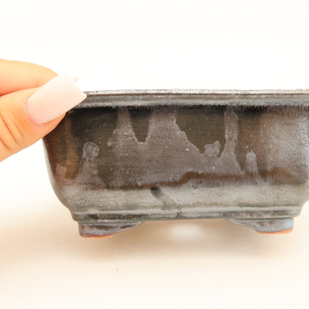Kerámia bonsai tál 13,5 x 10,5 x 6 cm, fém színben