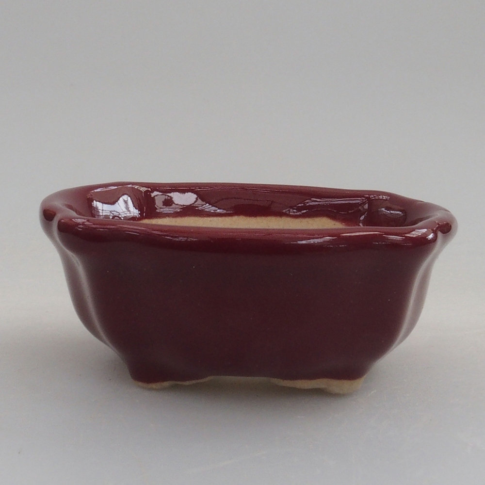 Mini bonsai tál 6 x 6 x 2,5 cm, bordó színű