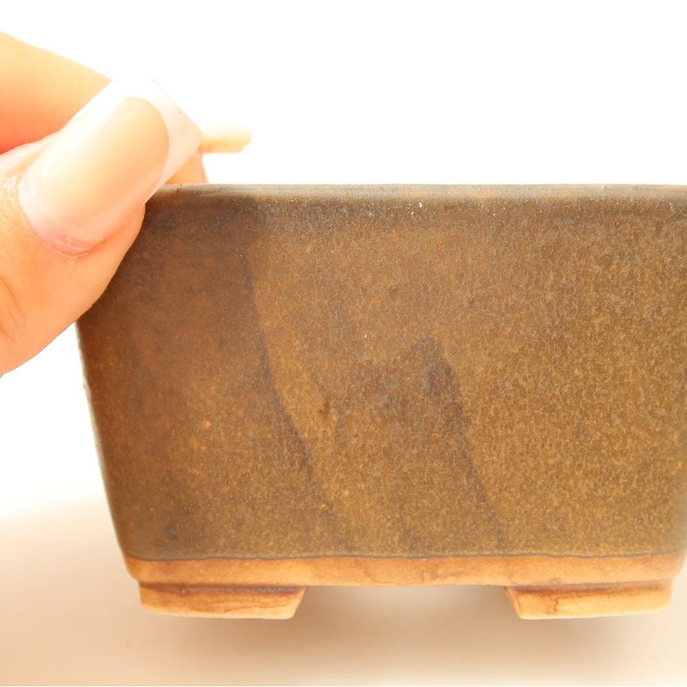 kerámia bonsai tál 8,5 x 8,5 x 5,5 cm, barna