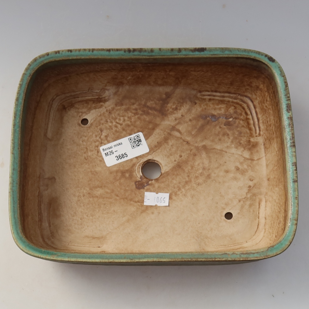 Kerámia bonsai-tál 22,5 x 18 x 6 cm, zöld színű