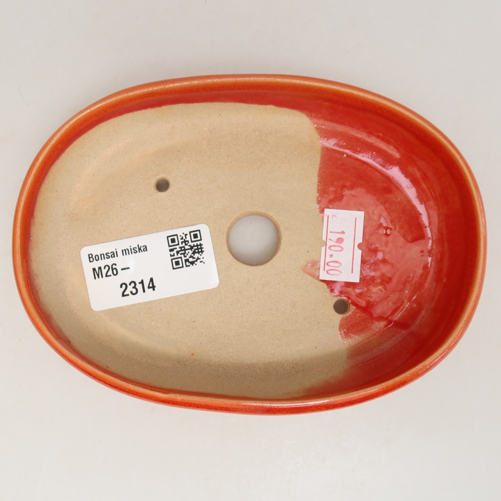 Kerámia bonsai tál, 13 x 9,5 x 2,5 cm, narancssárga színű