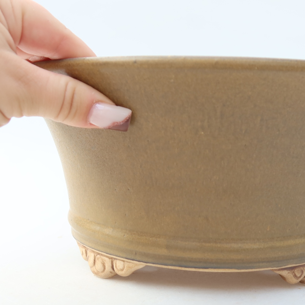 Kerámia bonsai tál, 24,5 x 24,5 x 11,5 cm, barna színű