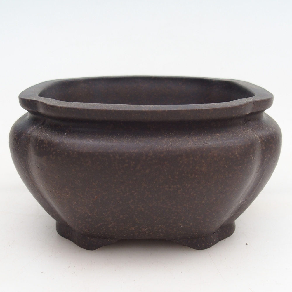 kerámia bonsai tál 12 x 12 x 7 cm, színe barnás okkersárga