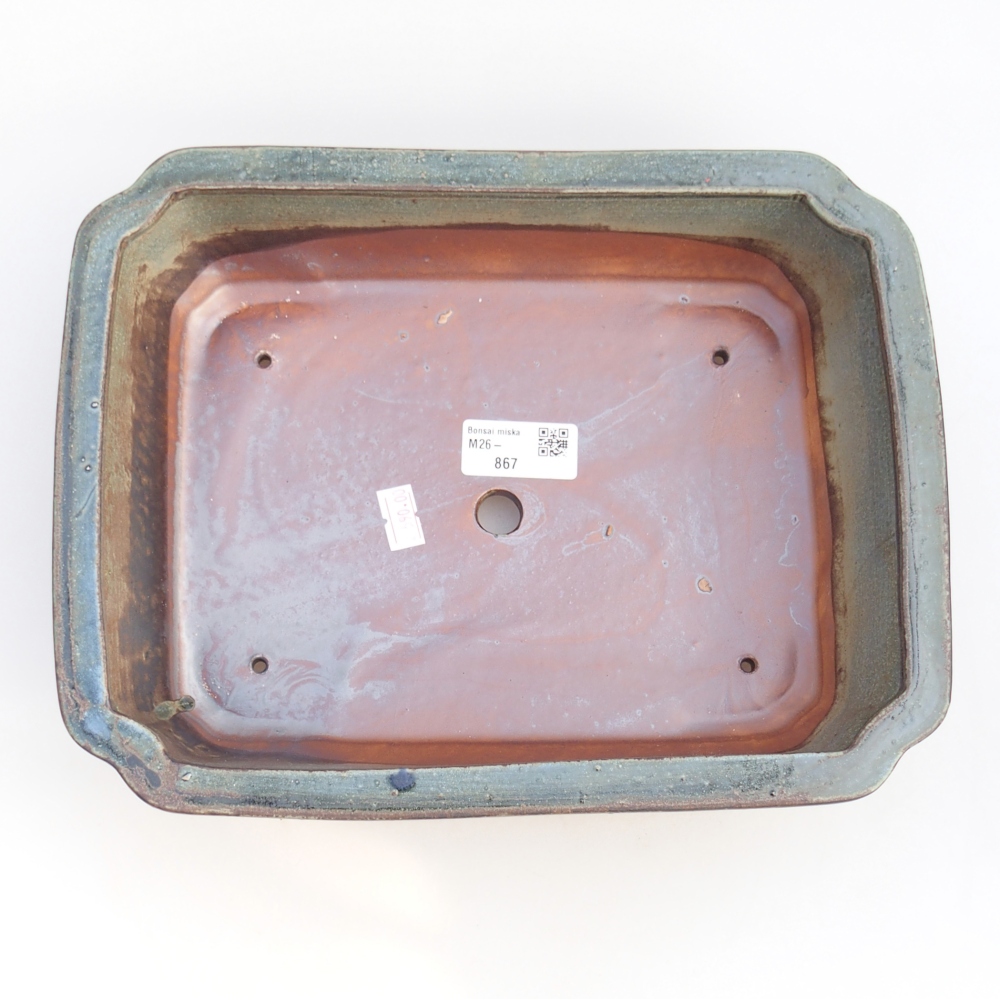 kerámia bonsai tál 28 x 21,5 x 7 cm, zöld-barna