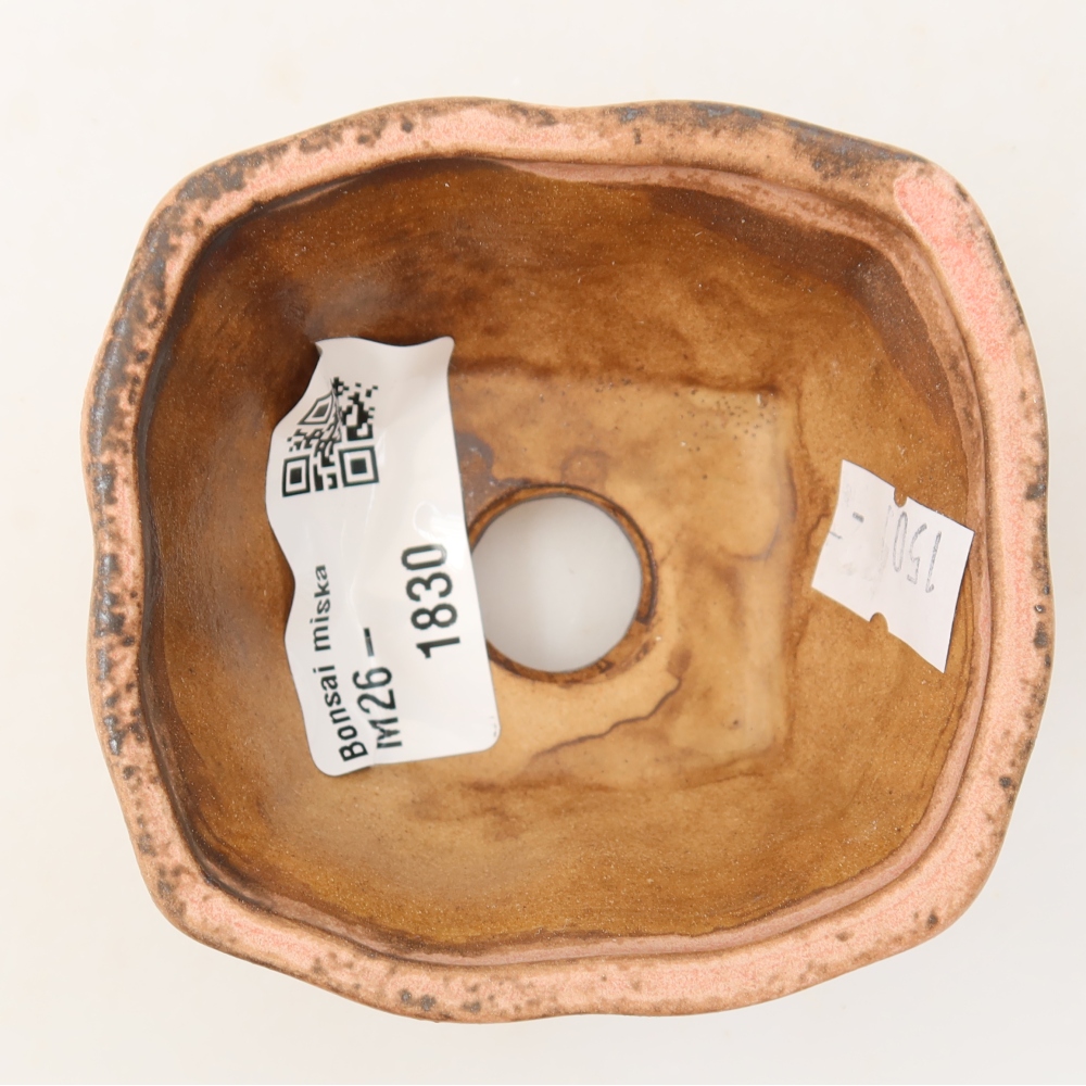 Kerámia bonsai tál, 7,5 x 7 x 3,5 cm, rózsaszín