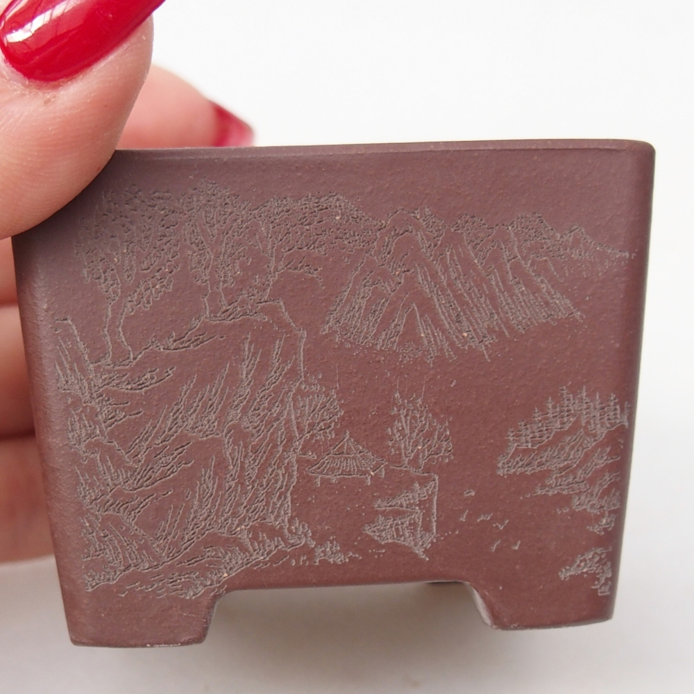 Mini bonsai tál 6 x 6 x 4,5 cm, barna