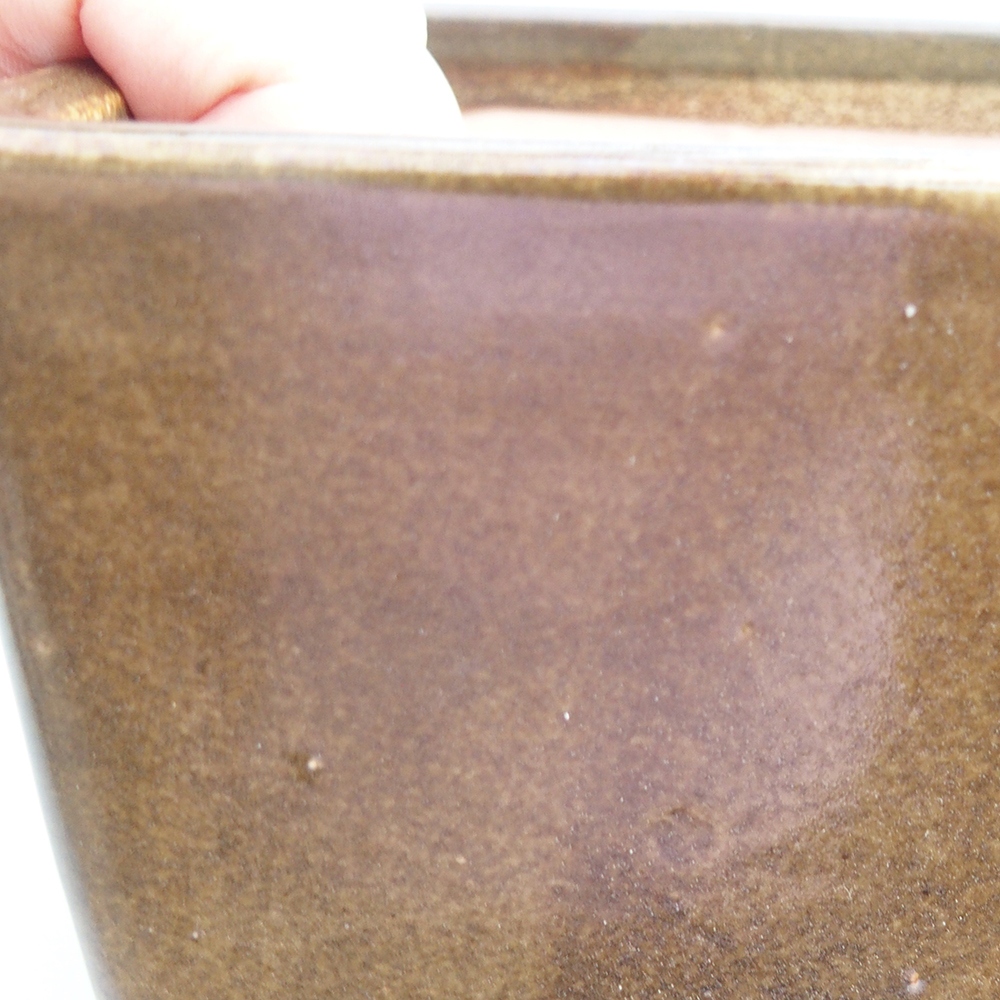 kerámia bonsai tál 15 x 15 x 10,5 cm, barna-zöld színben