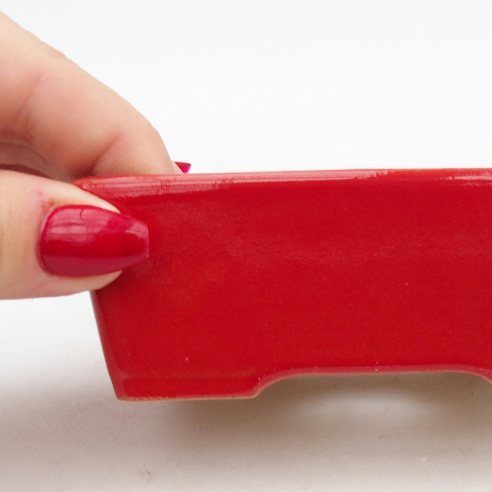 kerámia bonsai tál 9,5 x 7 x 3,5 cm, piros színben