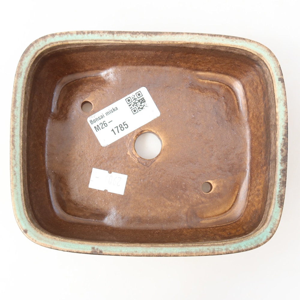 Kerámia bonsai-tál, 14,5 x 11,5 x 4,5 cm, zöld színű