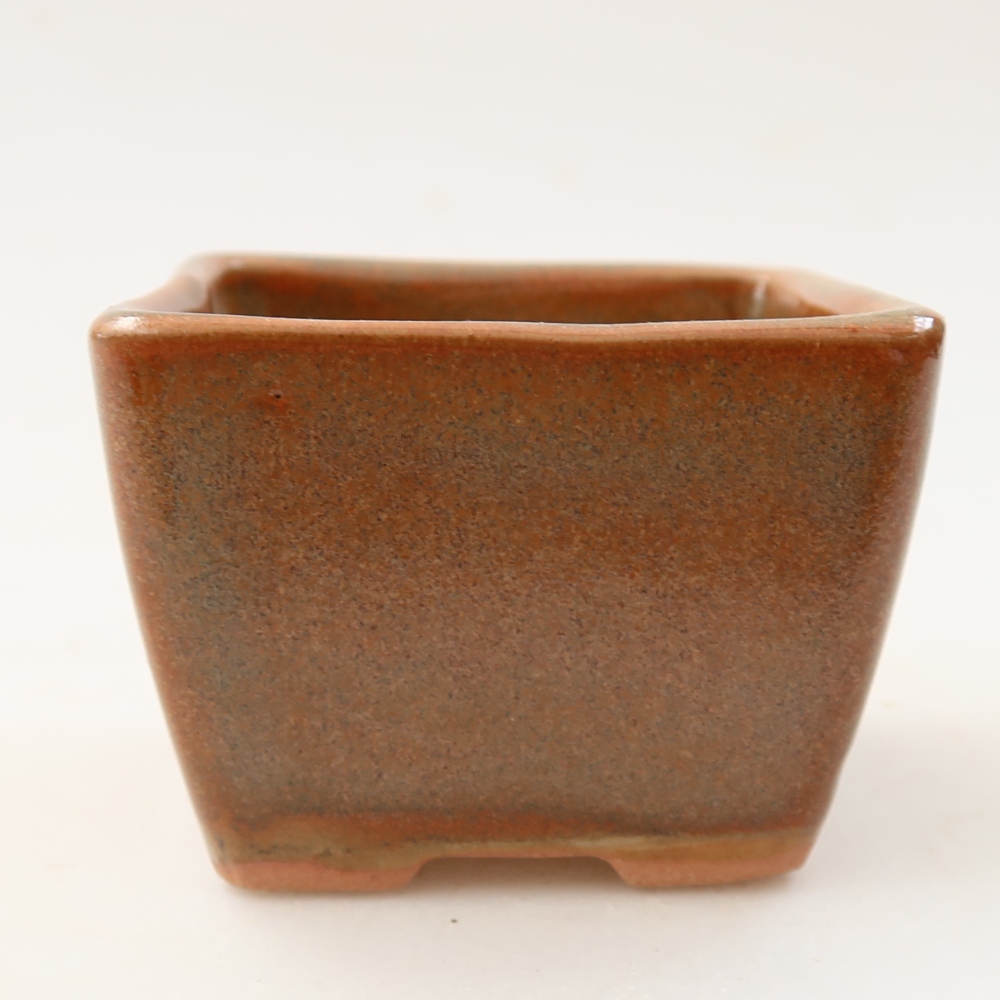 Kerámia bonsai-tál, 6,5 x 6,5 x 5 cm, barna színű