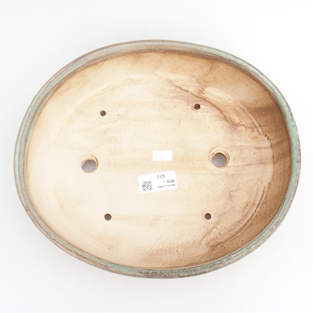 kerámia bonsai tál 28,5 x 25 x 6 cm, zöld