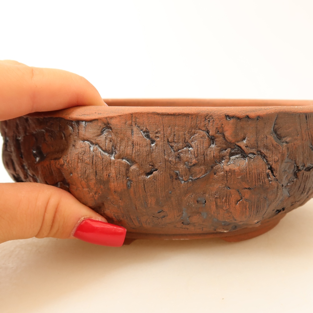 Kerámia bonsai-tál, 17 x 17 x 6 cm, barna színű