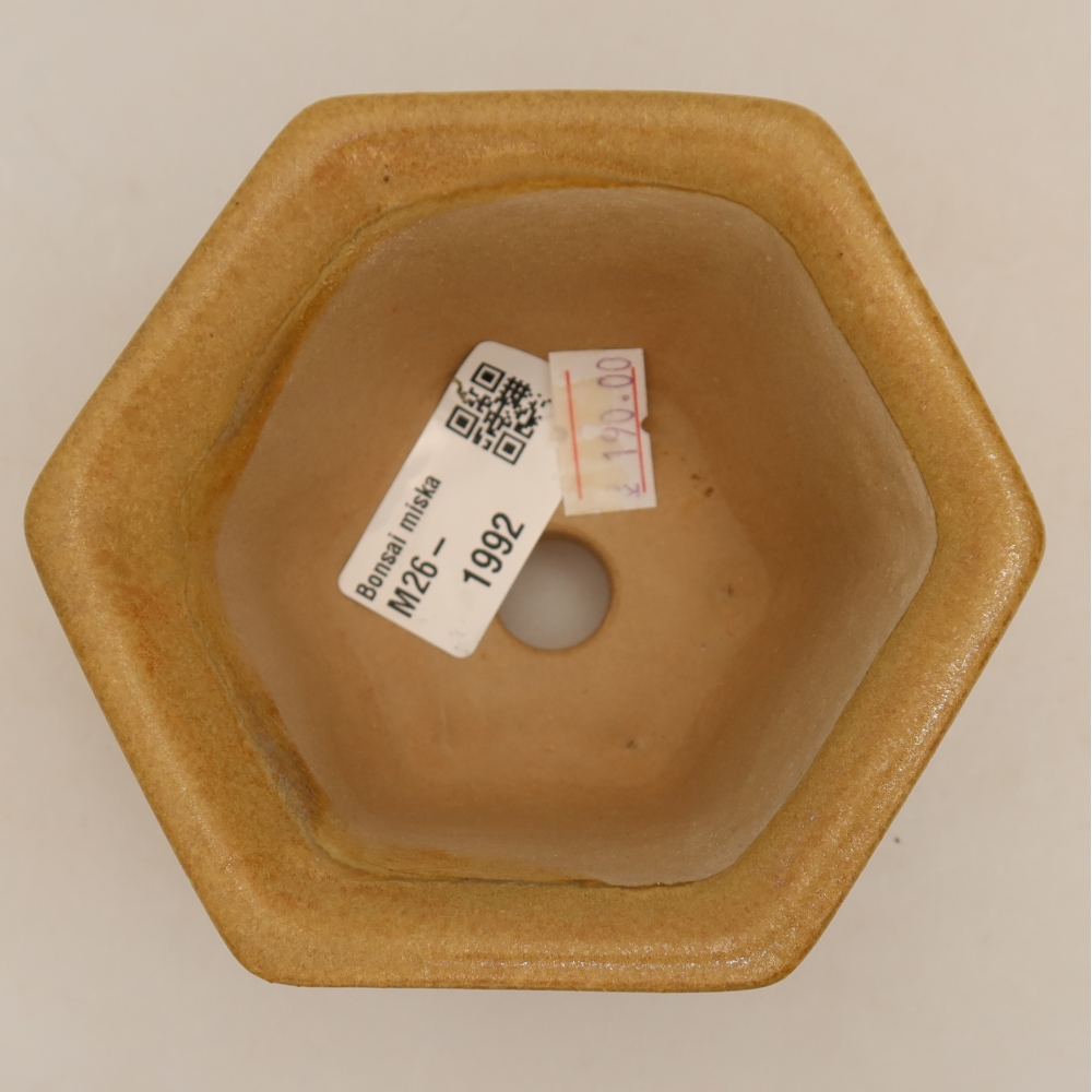 Kerámia bonsai-tál, 10,5 x 9,5 x 5,5 cm, bézs színű
