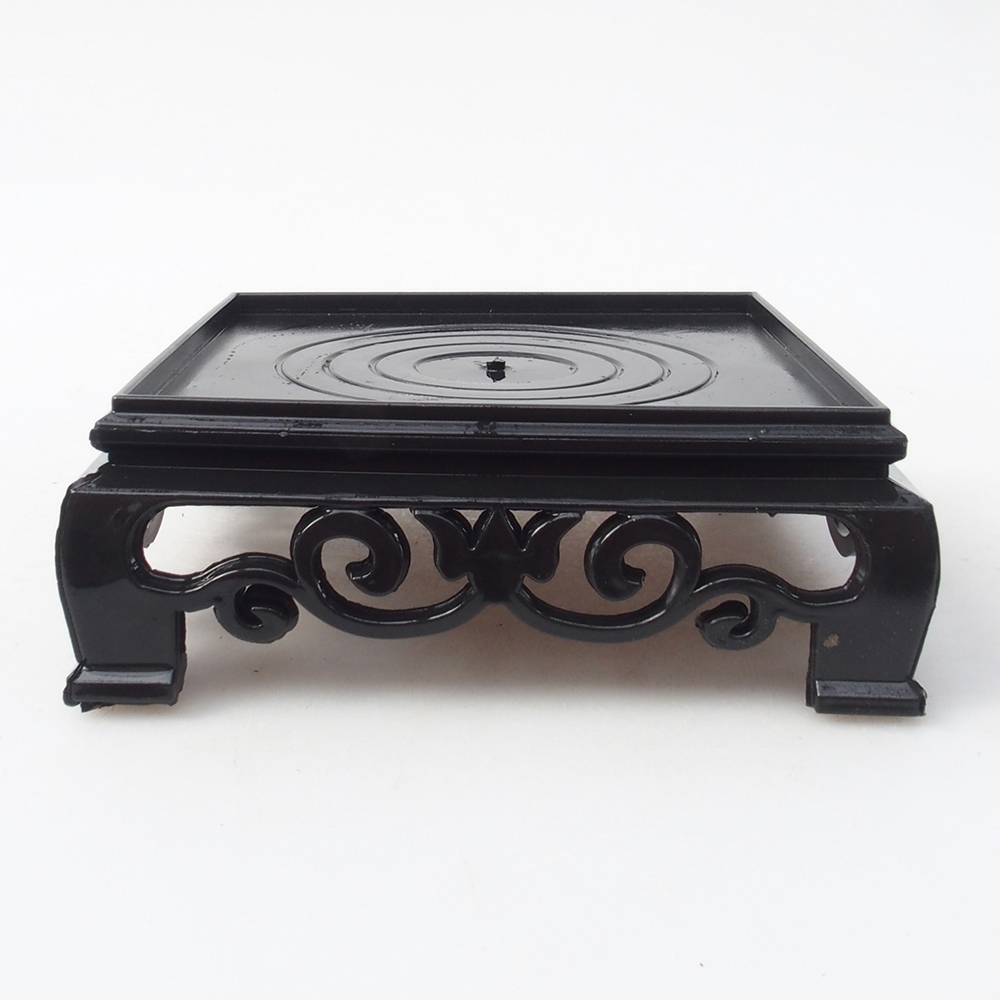 Bonsai asztal műanyag szögletes 11 x 11 x 3,5 cm, fekete színű, négyzet alakú