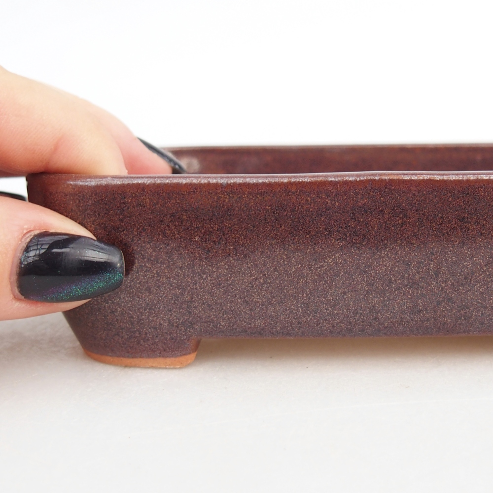 kerámia bonsai tál 12,5 x 9,5 x 3,5 cm, barna