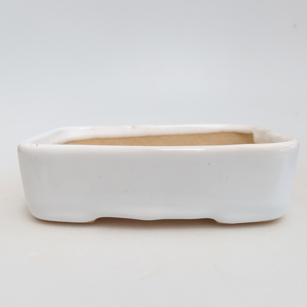 Kerámia bonsai-tál, 13 x 9,5 x 3,5 cm, fehér színű