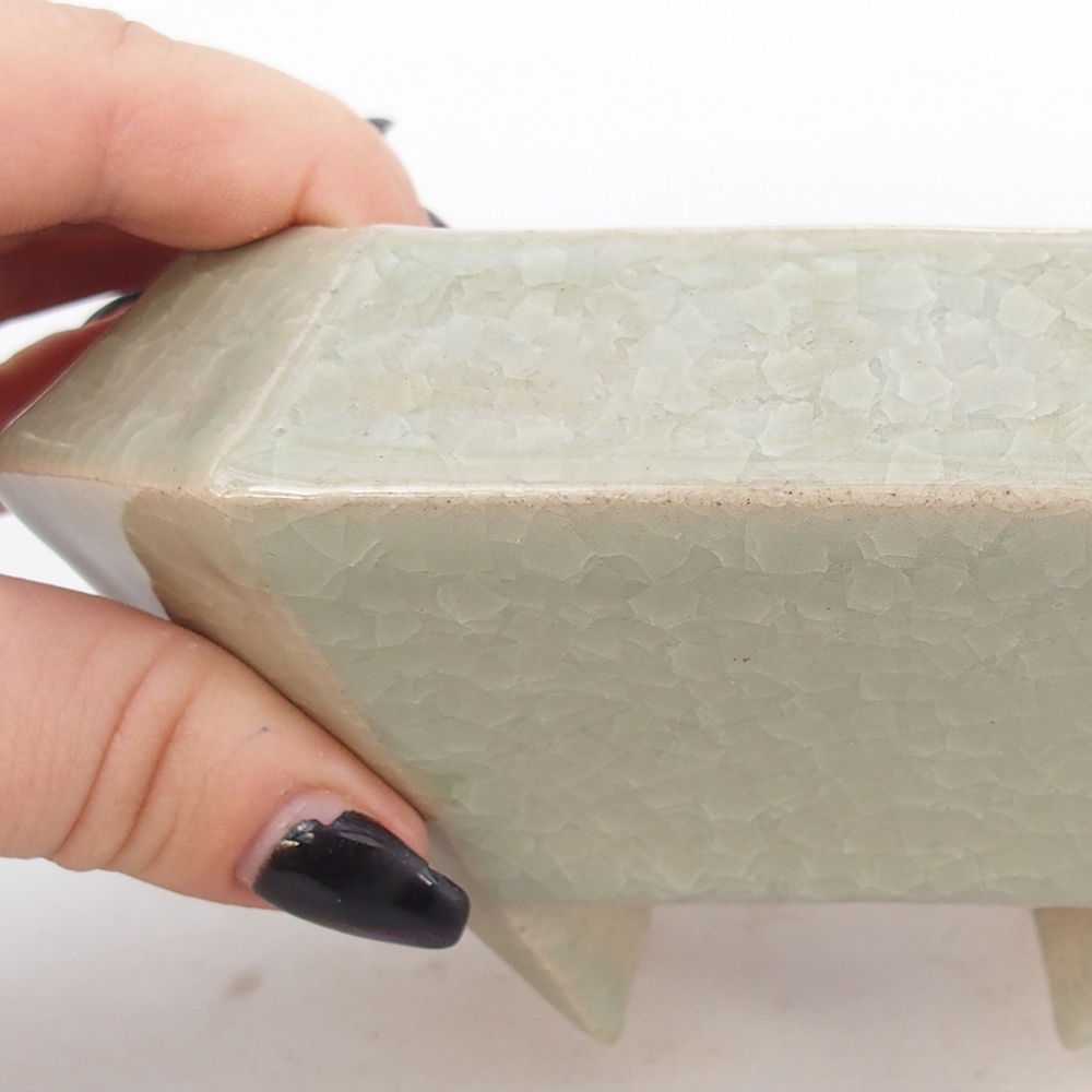 Kerámia bonsai tál 13,5 x 13,5 x 7,5 cm, zöld