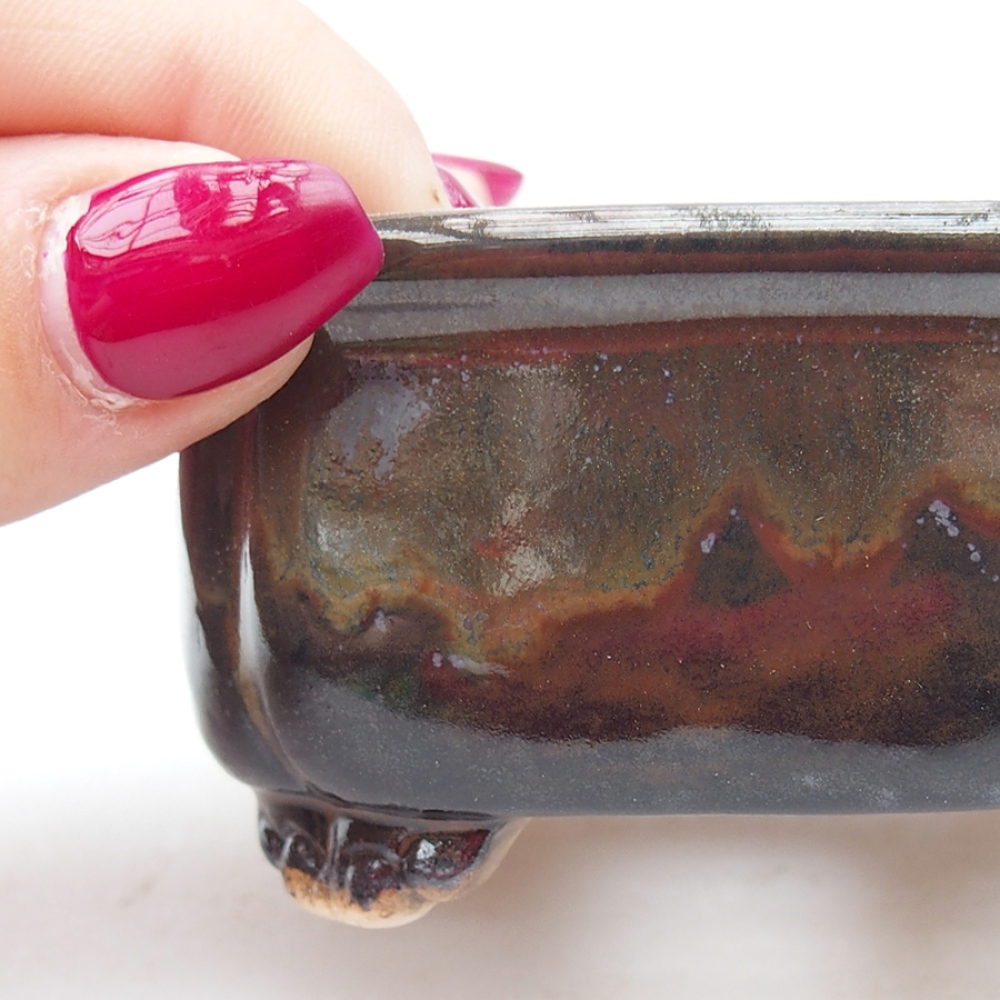 kerámia bonsai tál 7,5 x 7 x 4 cm, fekete színű