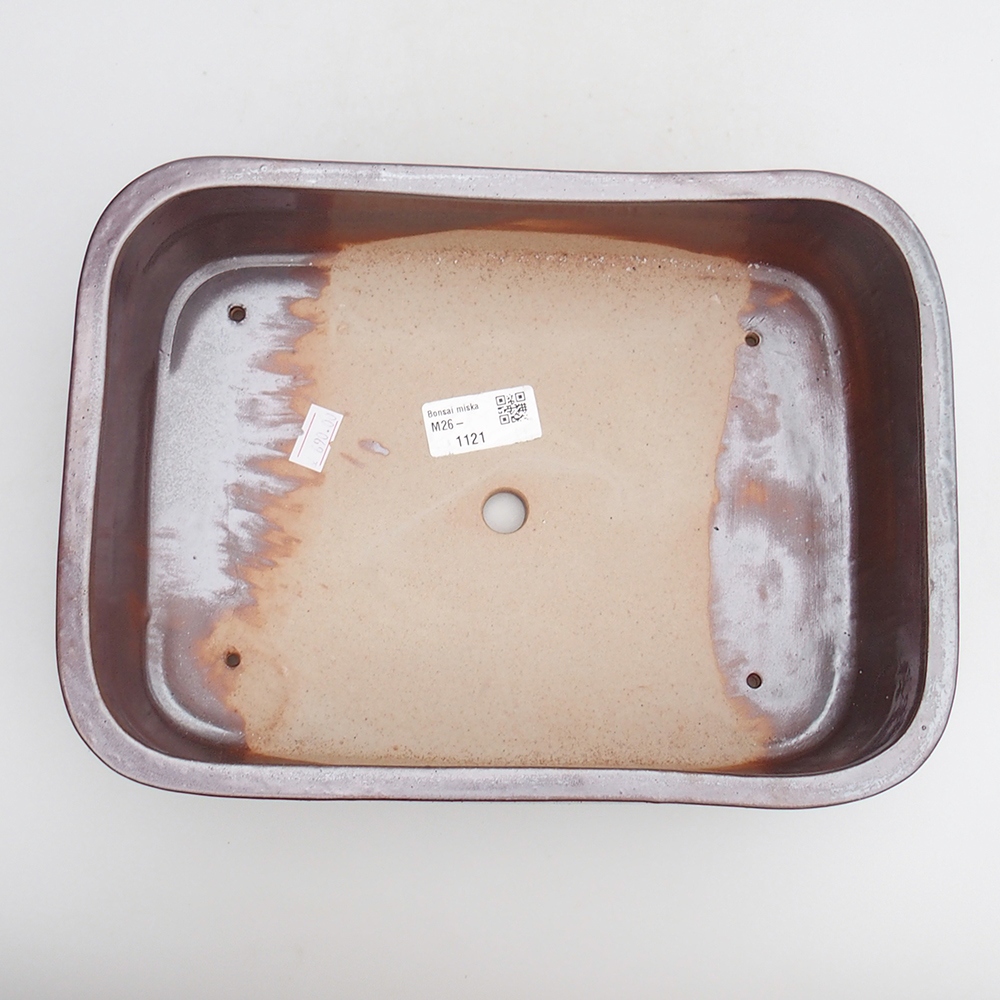 kerámia bonsai tál 27,5 x 20 x 7 cm, bordó színben